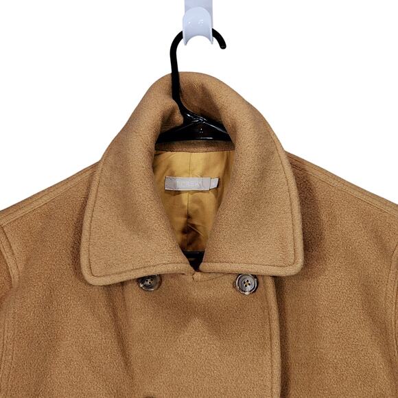 J Crew Pea Coat sz M Women Camel Beige Wool Lined Double Breasted Pockets‎ READ - Picture 8 of 14